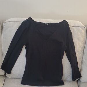 Express Black V neck With Lace Sleeves